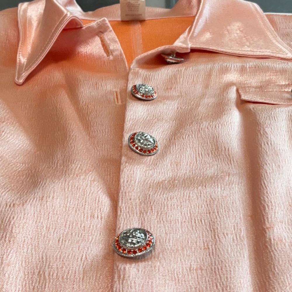 Vintage Massconi Women's Peach Satin Jacket & Bodysuit Set - Picture 9 of 13